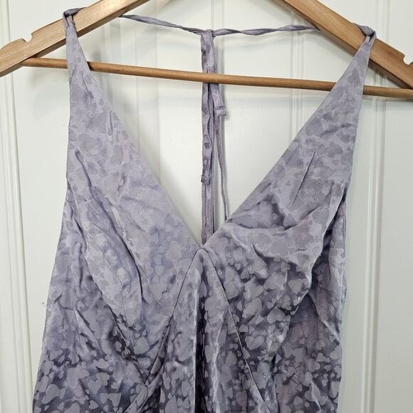 Topshop Heart Jacquard Slip Dress Womens Size 10 Purple Silky Maxi Fairy Elegant - Picture 6 of 12